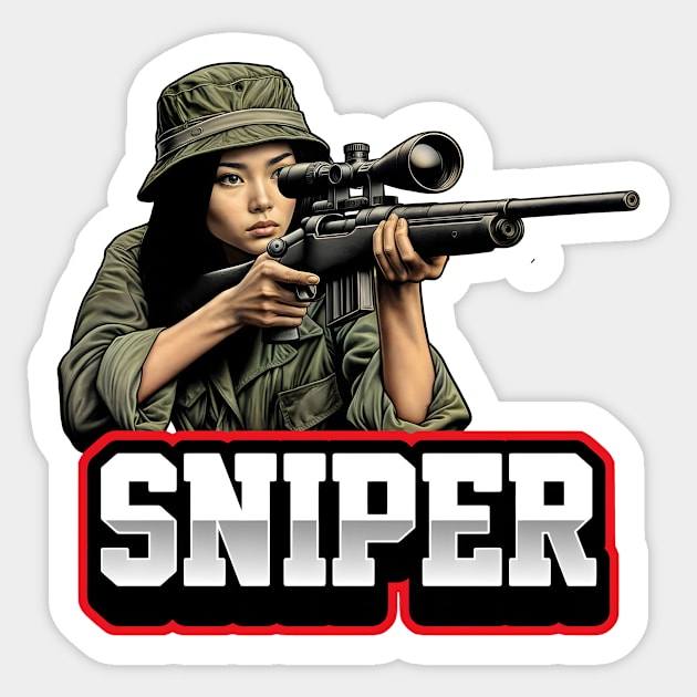 Sniper Girl Sticker by Rawlifegraphic